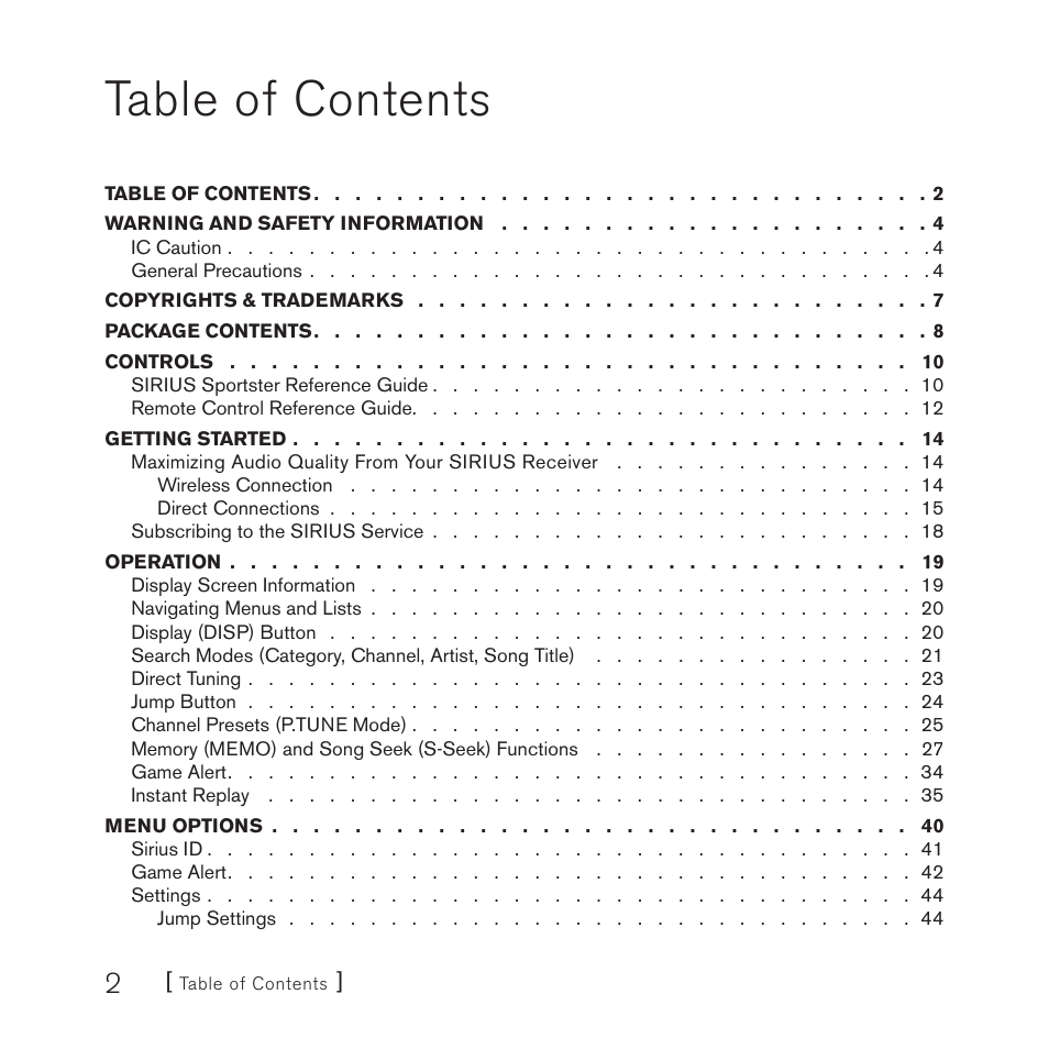 Sirius Satellite Radio 4 User Manual | Page 4 / 64