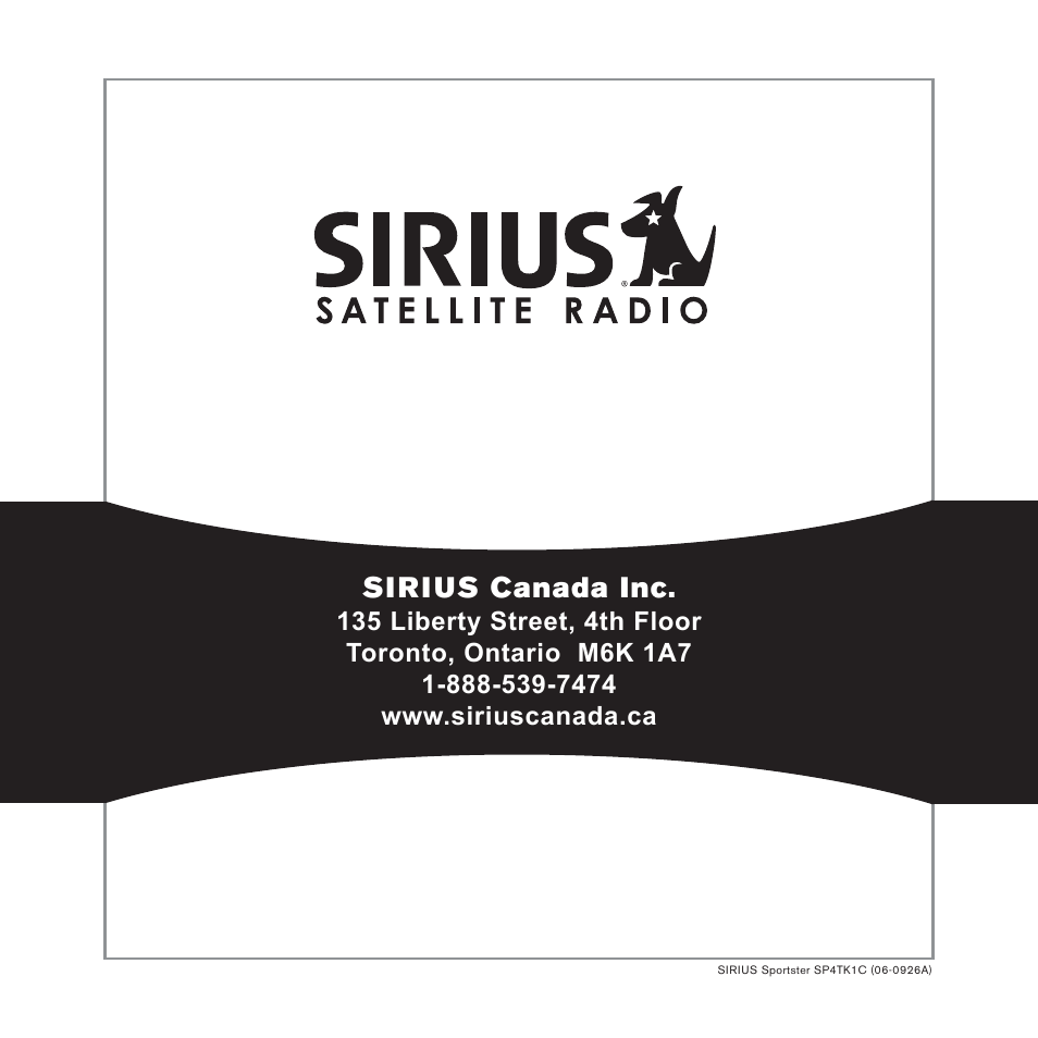 Sirius canada inc | Sirius Satellite Radio 4 User Manual | Page 64 / 64