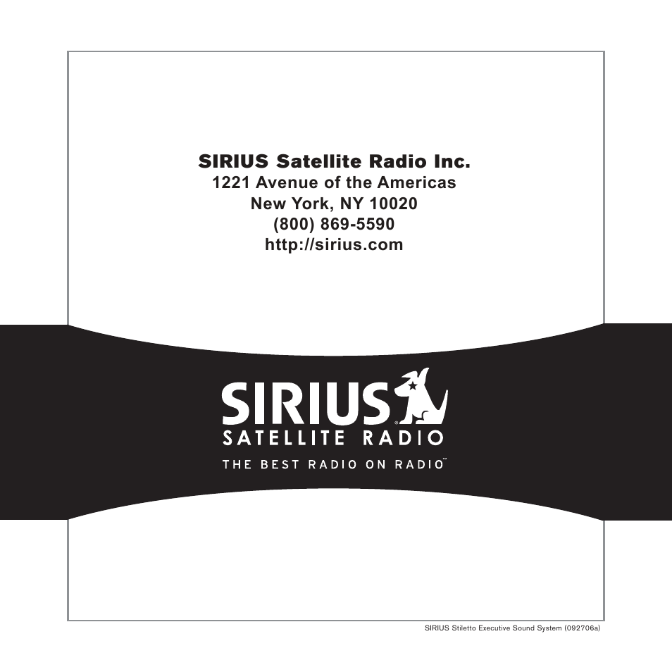 Sirius satellite radio inc | Sirius Satellite Radio E x e c u t i v e S o u n d S y s t e m User Manual | Page 32 / 32