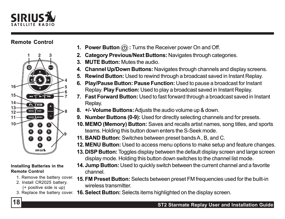 Sirius Satellite Radio STAREMATE REPLAY ST2 User Manual | Page 18 / 60