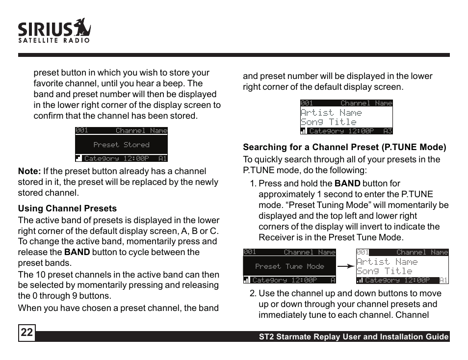 Sirius Satellite Radio STAREMATE REPLAY ST2 User Manual | Page 22 / 60