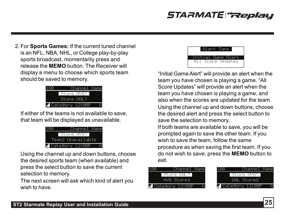 Sirius Satellite Radio STAREMATE REPLAY ST2 User Manual | Page 25 / 60