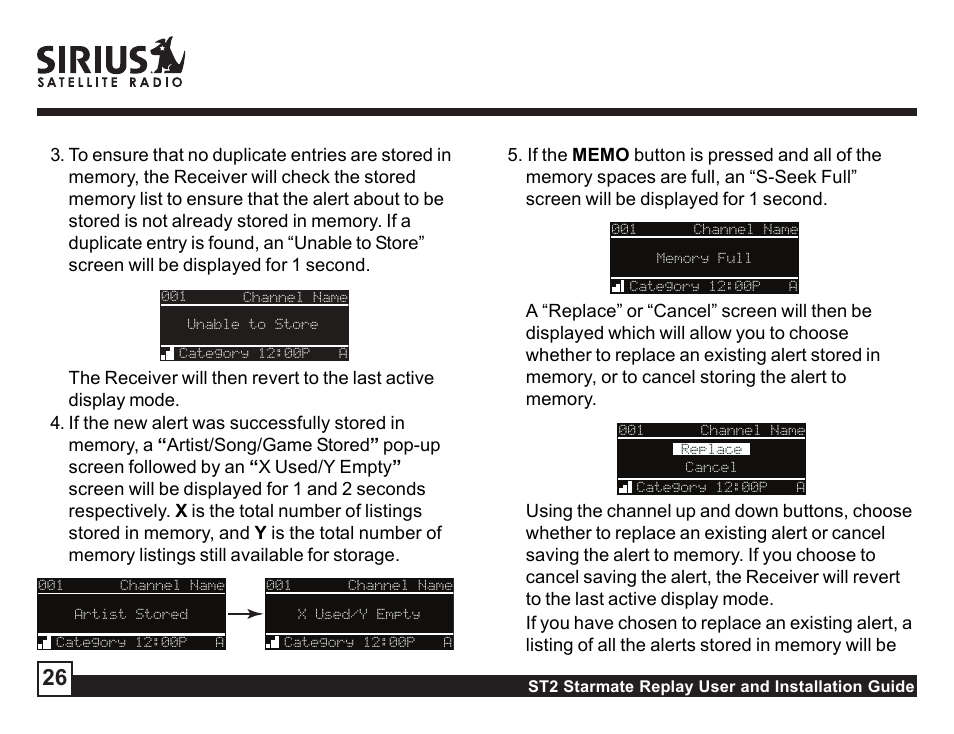 Artist n | Sirius Satellite Radio STAREMATE REPLAY ST2 User Manual | Page 26 / 60
