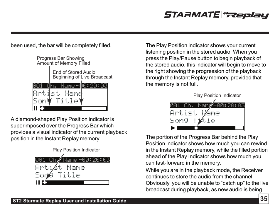 Sirius Satellite Radio STAREMATE REPLAY ST2 User Manual | Page 35 / 60