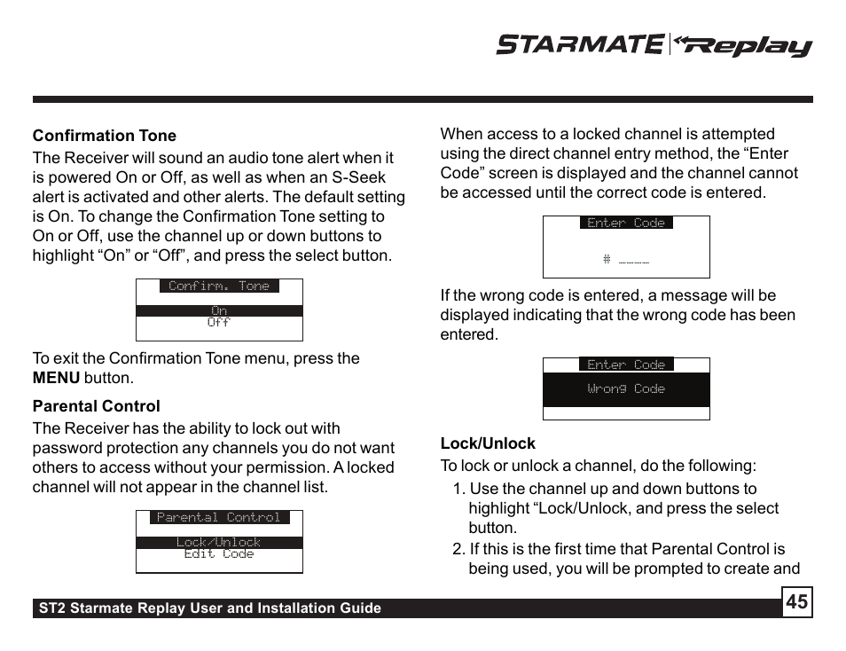 Sirius Satellite Radio STAREMATE REPLAY ST2 User Manual | Page 45 / 60