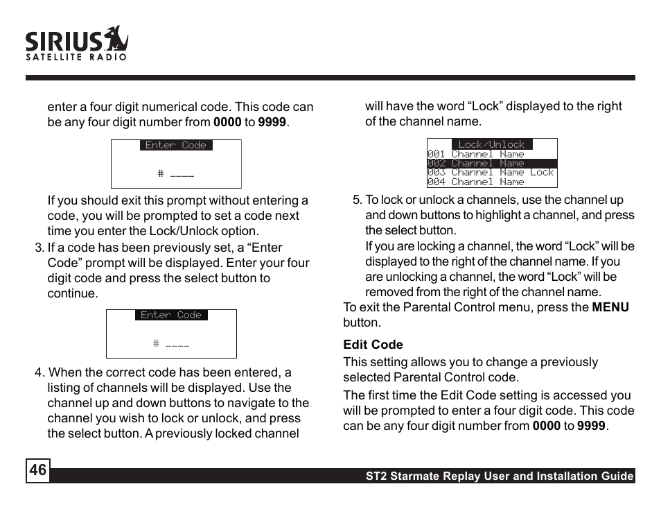 Sirius Satellite Radio STAREMATE REPLAY ST2 User Manual | Page 46 / 60