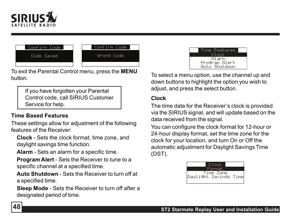 Sirius Satellite Radio STAREMATE REPLAY ST2 User Manual | Page 48 / 60