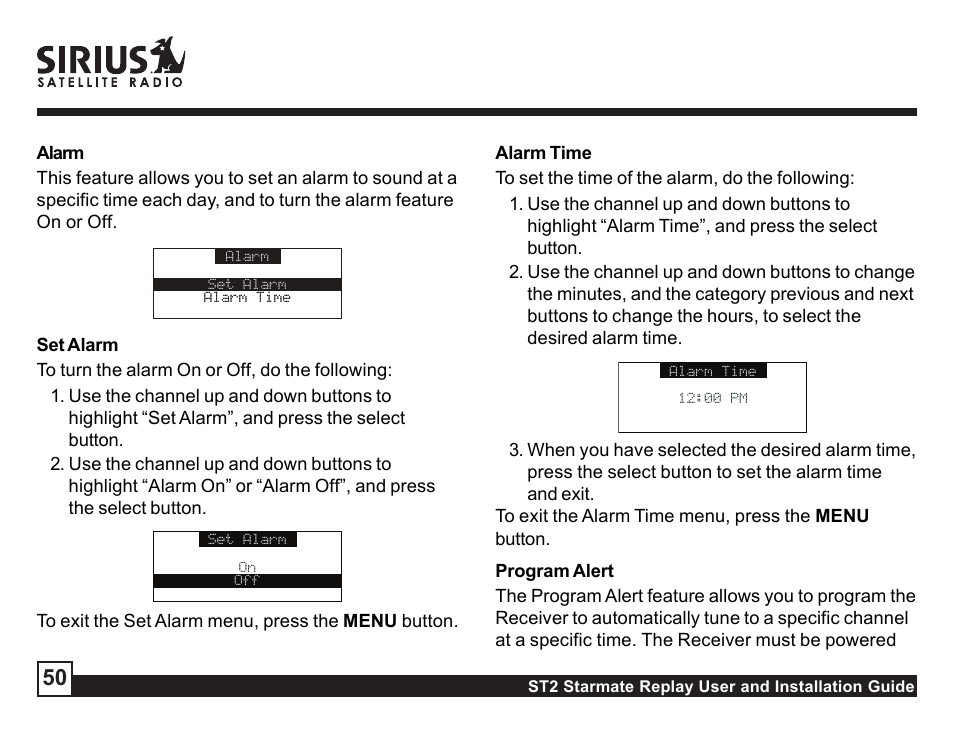 Sirius Satellite Radio STAREMATE REPLAY ST2 User Manual | Page 50 / 60