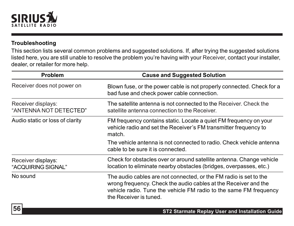 Sirius Satellite Radio STAREMATE REPLAY ST2 User Manual | Page 56 / 60