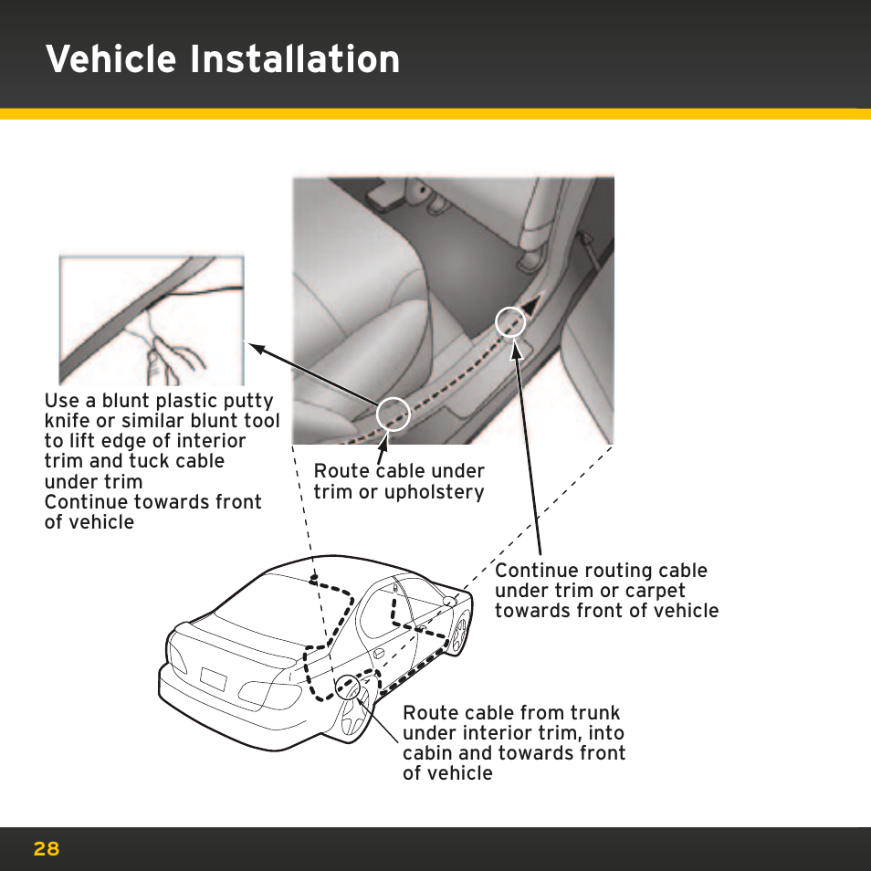 Vehicle installation | Sirius Satellite Radio PowerConnect XMP3IVKUG0210 User Manual | Page 28 / 68