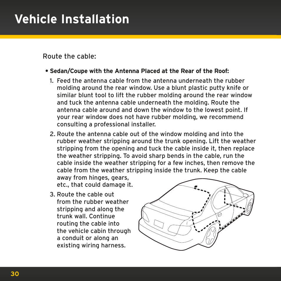 Vehicle installation | Sirius Satellite Radio PowerConnect XMP3IVKUG0210 User Manual | Page 30 / 68