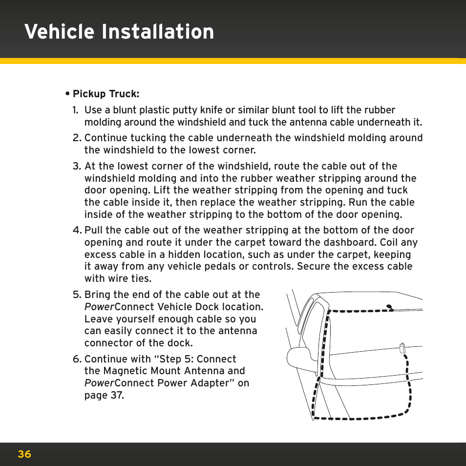 Vehicle installation | Sirius Satellite Radio PowerConnect XMP3IVKUG0210 User Manual | Page 36 / 68