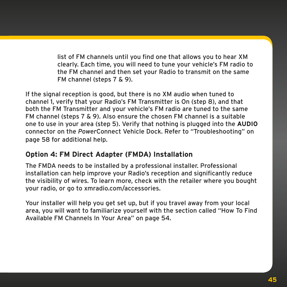 Sirius Satellite Radio PowerConnect XMP3IVKUG0210 User Manual | Page 45 / 68