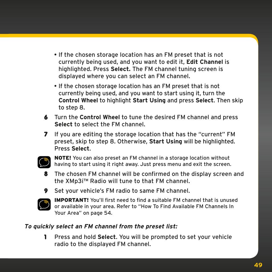 Sirius Satellite Radio PowerConnect XMP3IVKUG0210 User Manual | Page 49 / 68
