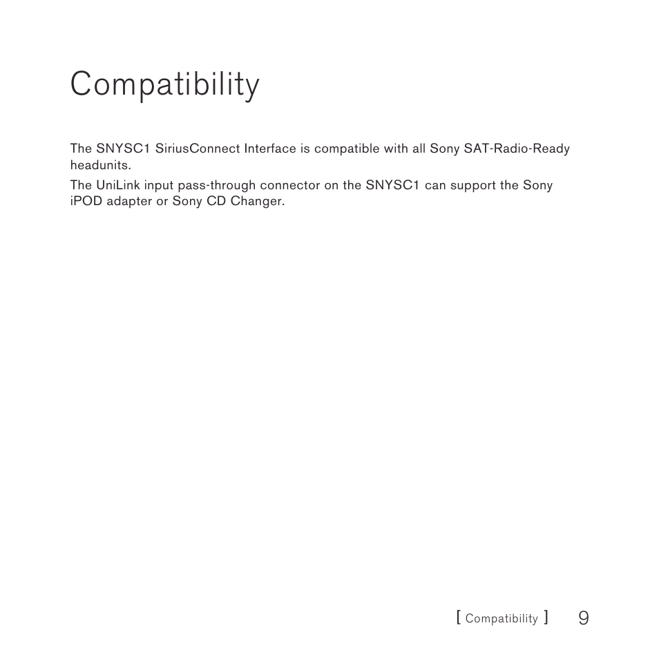 Compatibility | Sirius Satellite Radio SiriusConnect SNYSC1 User Manual | Page 9 / 24