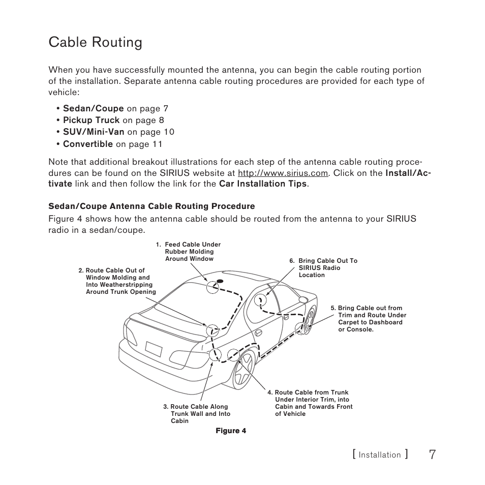 Cable routing | Sirius Satellite Radio DOT2 User Manual | Page 7 / 24