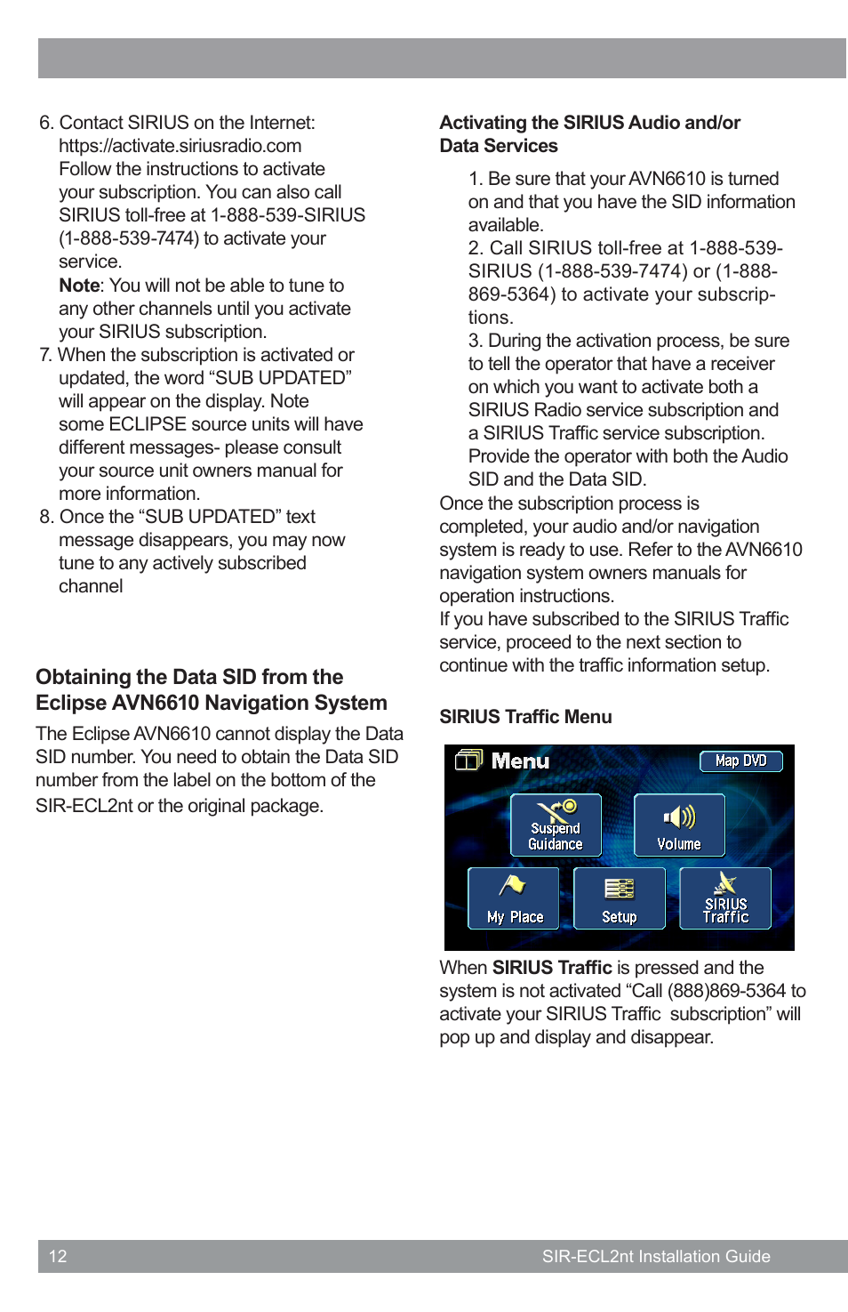 Sirius Satellite Radio SATELLITE RADIO SIR-ECL2nt User Manual | Page 12 / 20