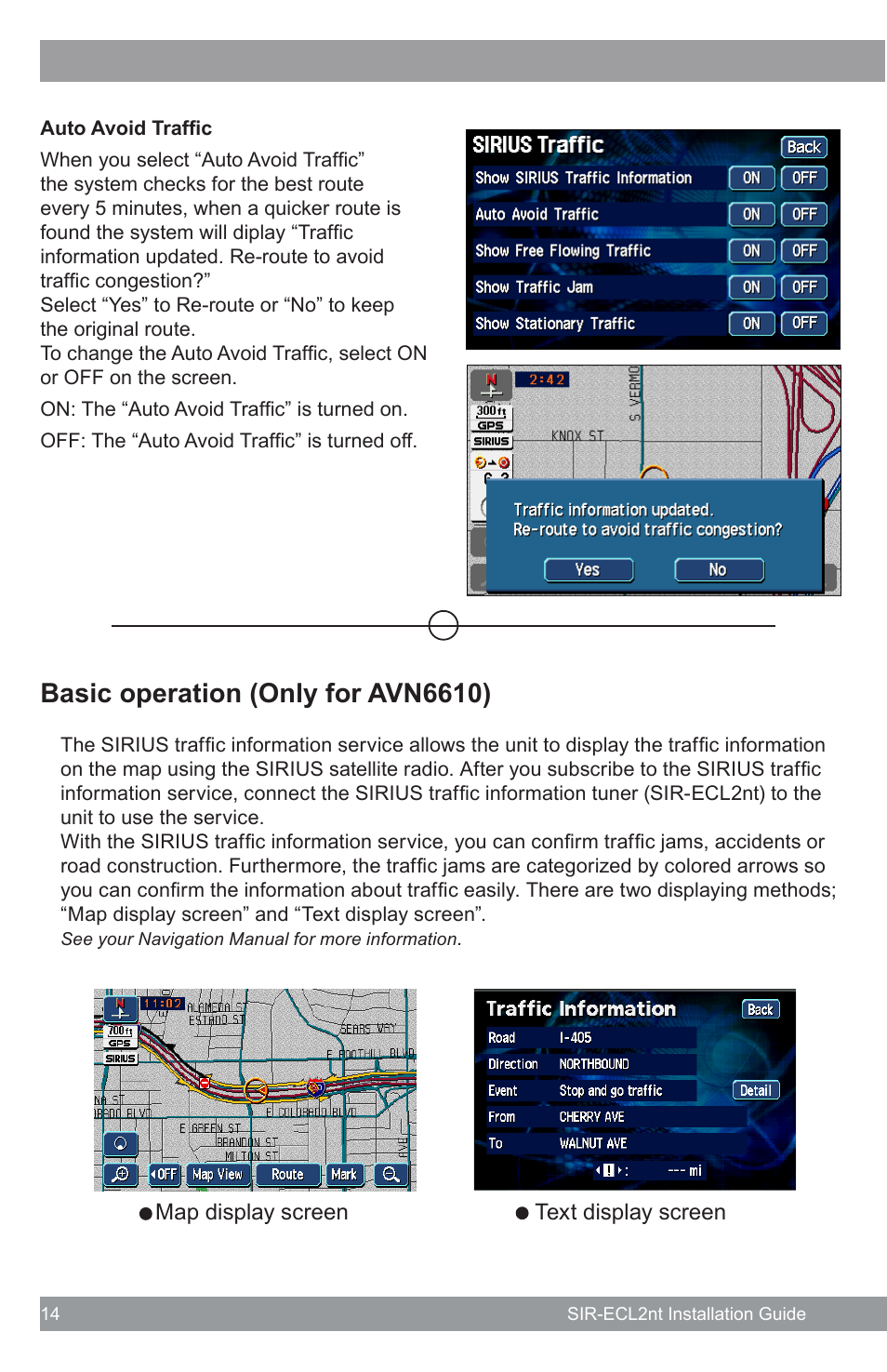 Basic operation (only for avn6610) | Sirius Satellite Radio SATELLITE RADIO SIR-ECL2nt User Manual | Page 14 / 20