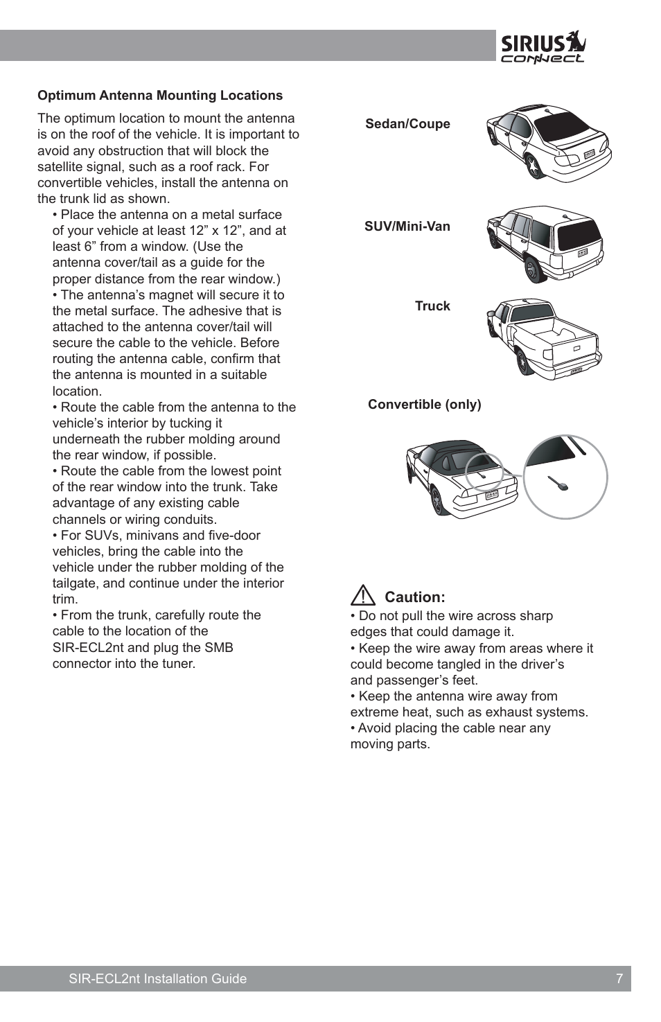 Sirius Satellite Radio SATELLITE RADIO SIR-ECL2nt User Manual | Page 7 / 20