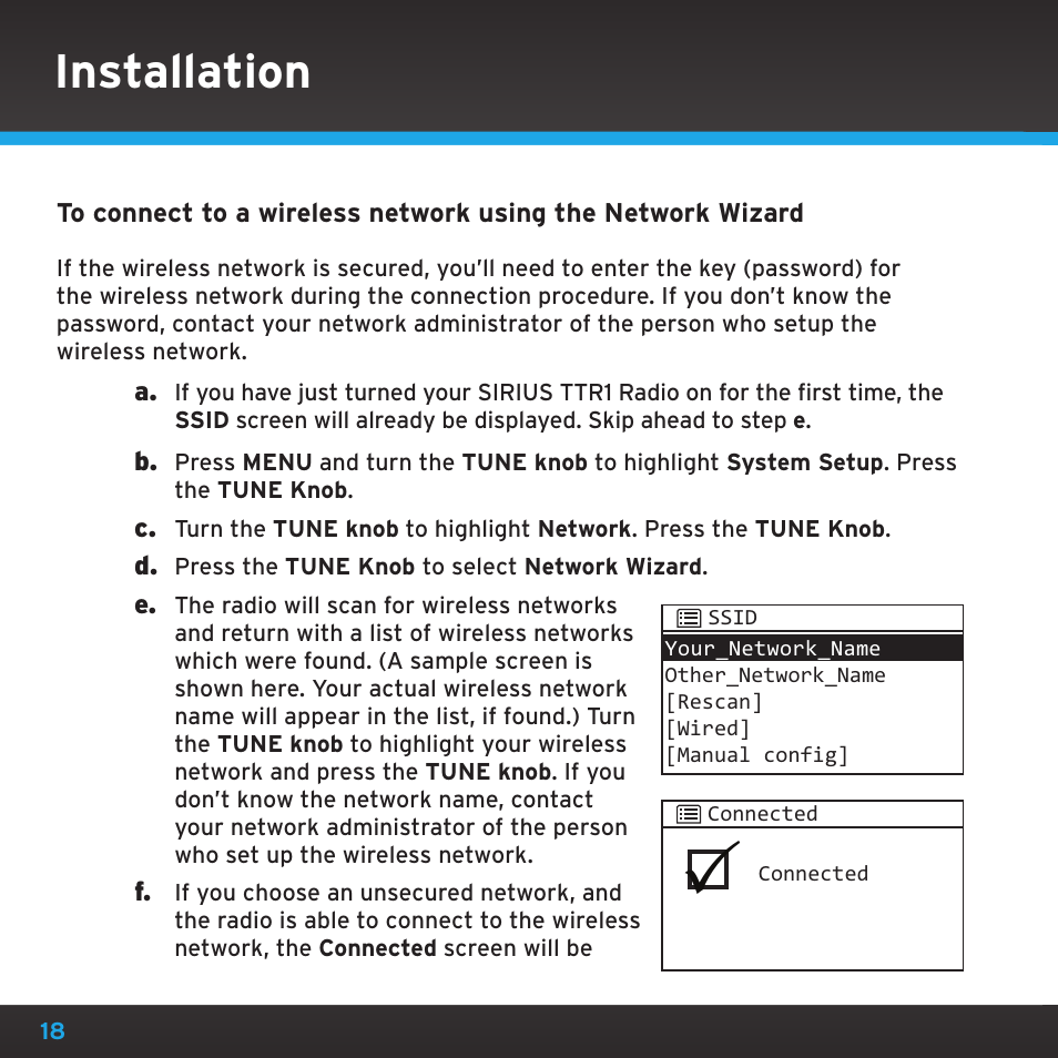 Installation | Sirius Satellite Radio TTR1 User Manual | Page 18 / 88