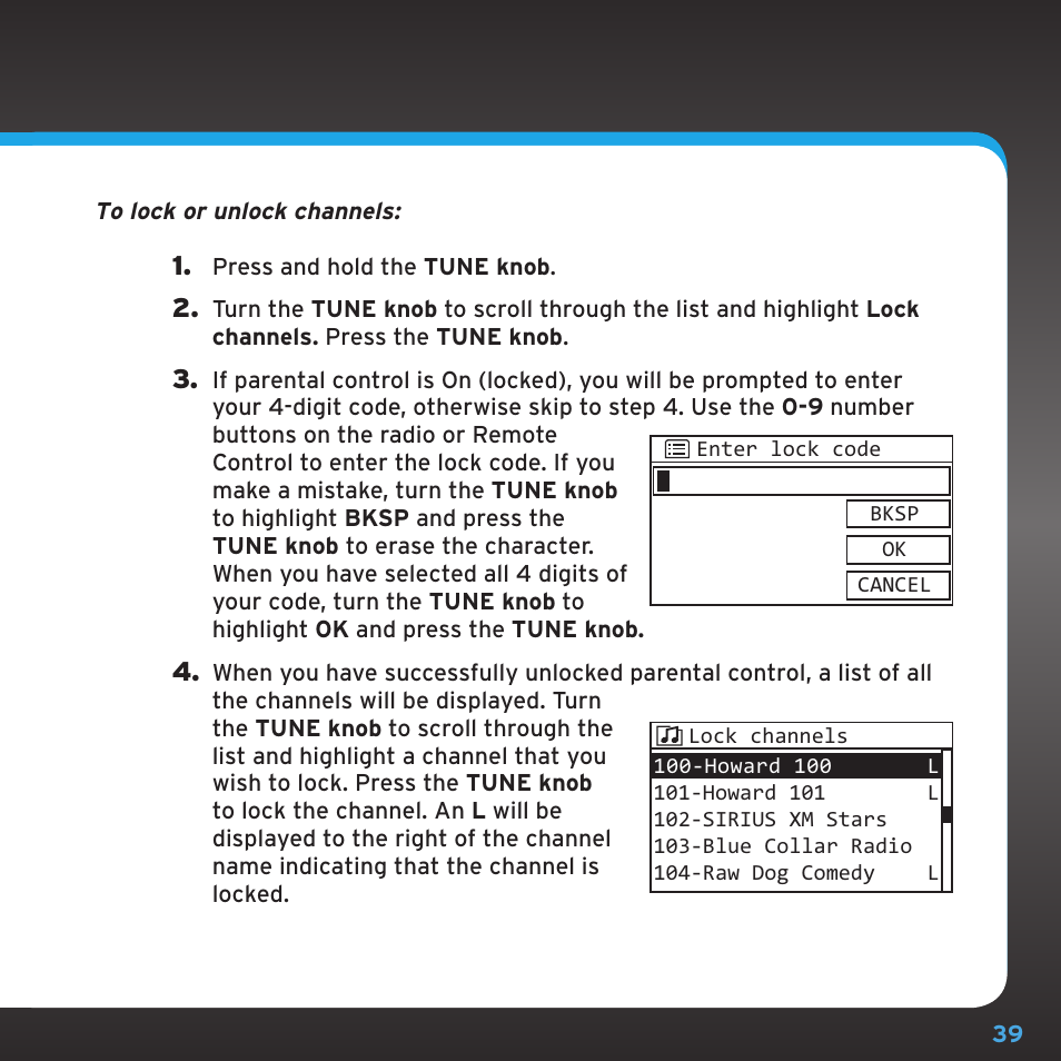 Sirius Satellite Radio TTR1 User Manual | Page 39 / 88