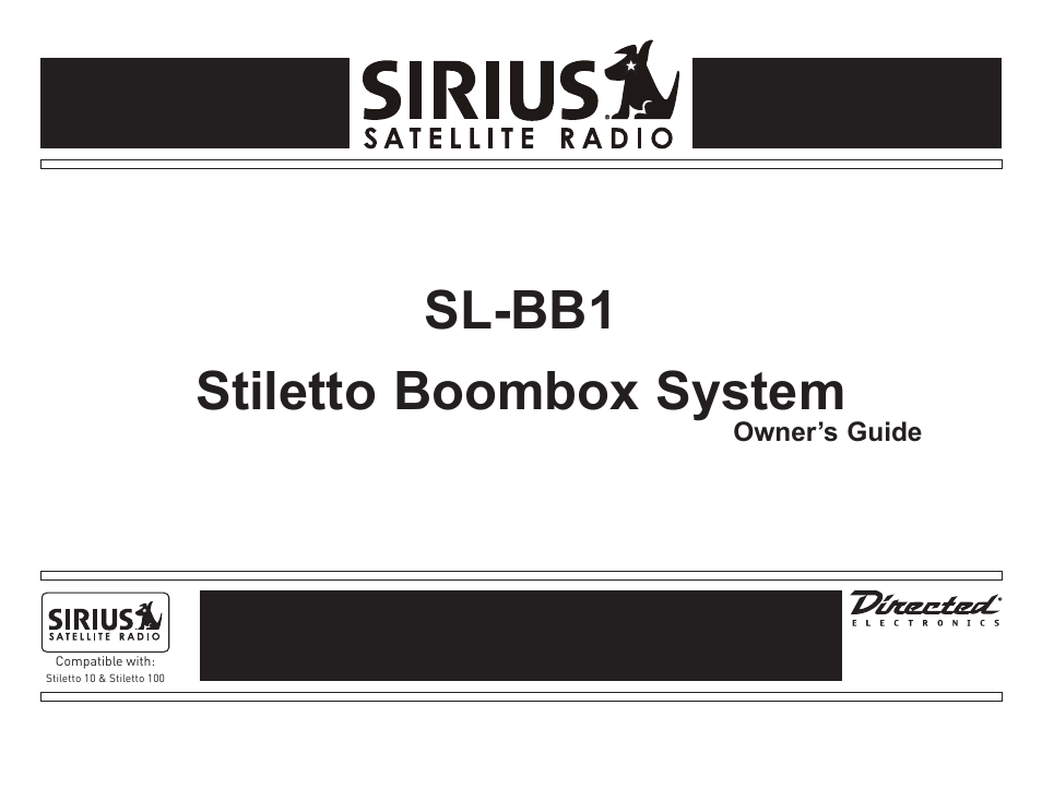 Sirius Satellite Radio SIRIUS STILETTO SL-BB1 User Manual | 20 pages