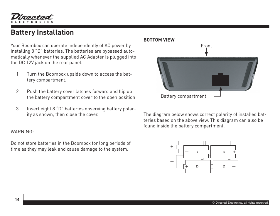 Battery installation | Sirius Satellite Radio SIRIUS STILETTO SL-BB1 User Manual | Page 14 / 20