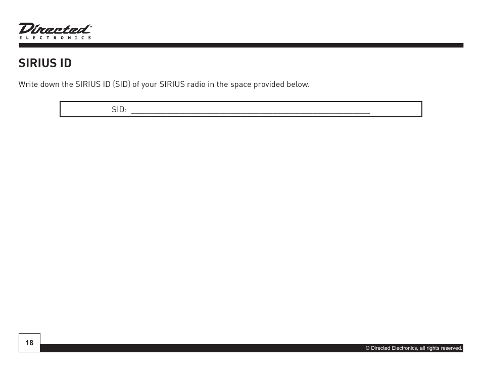 Sirius id | Sirius Satellite Radio SIRIUS STILETTO SL-BB1 User Manual | Page 18 / 20