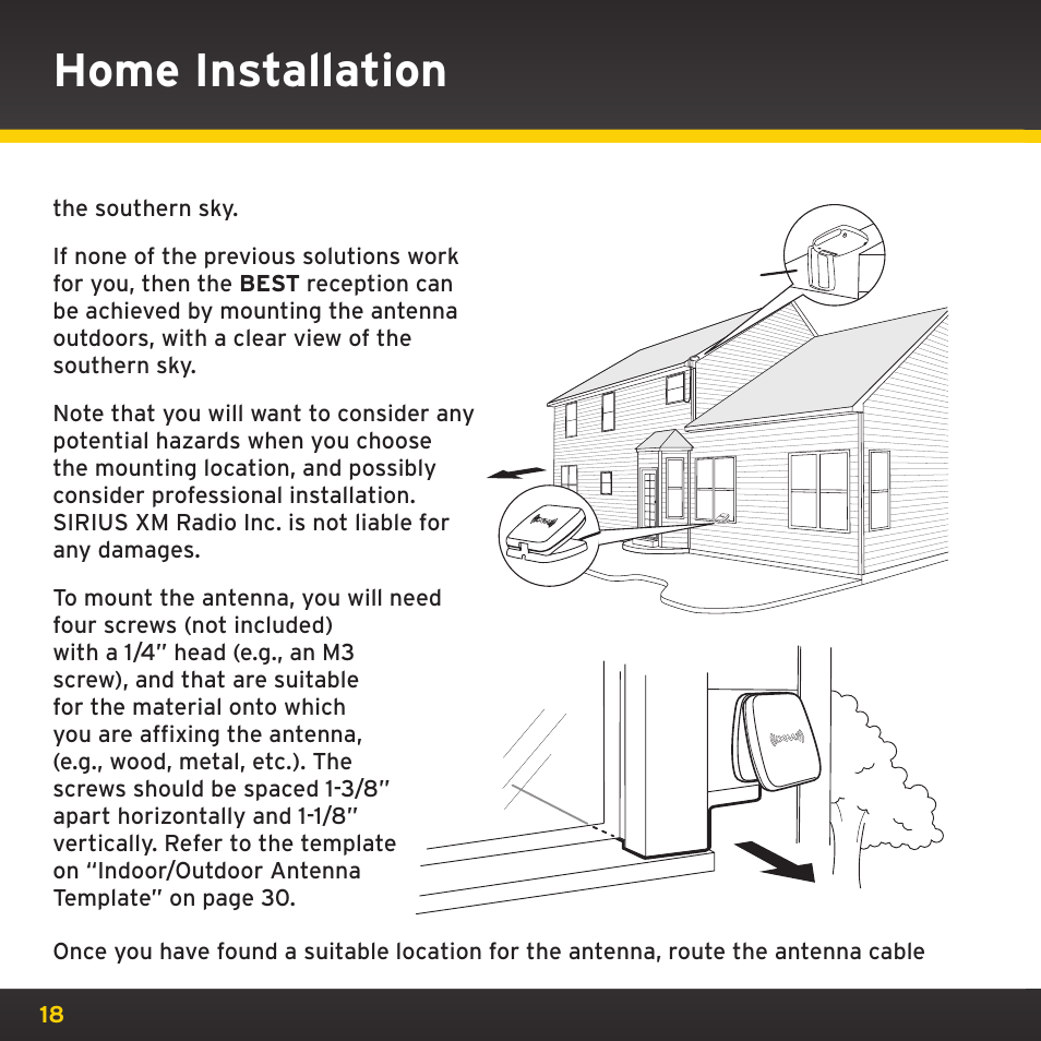 Home installation | Sirius Satellite Radio XM Dock & Play XADH1 User Manual | Page 18 / 32