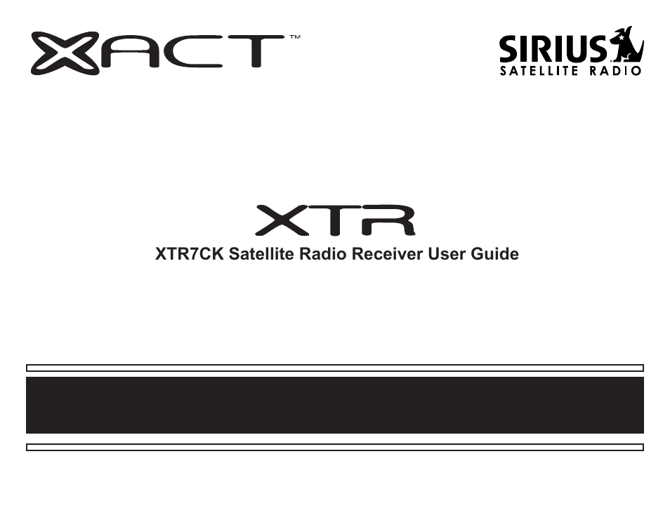 Sirius Satellite Radio XTR7CK User Manual | 36 pages