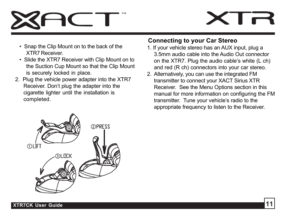 Sirius Satellite Radio XTR7CK User Manual | Page 11 / 36