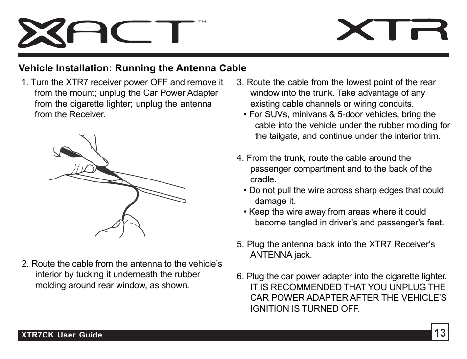 Sirius Satellite Radio XTR7CK User Manual | Page 13 / 36