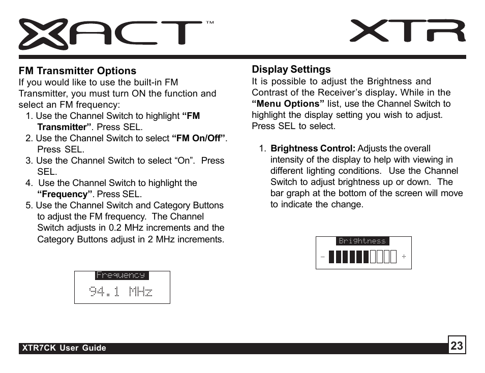 1 mhz | Sirius Satellite Radio XTR7CK User Manual | Page 23 / 36