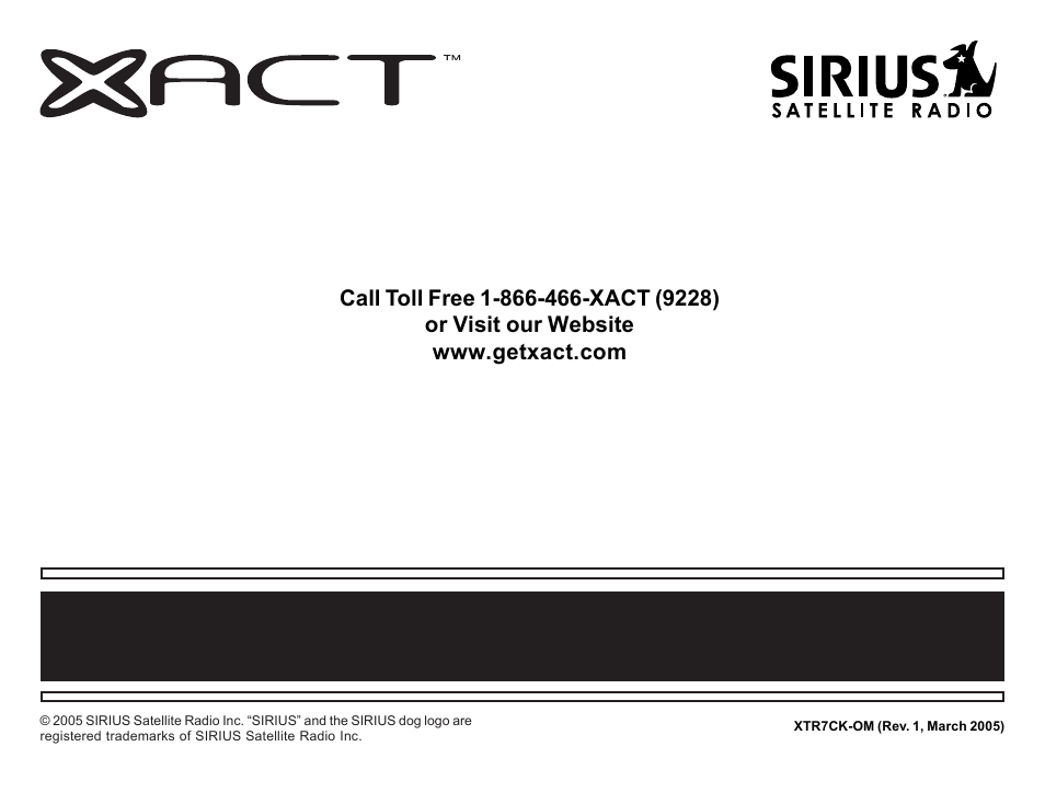 Sirius Satellite Radio XTR7CK User Manual | Page 36 / 36