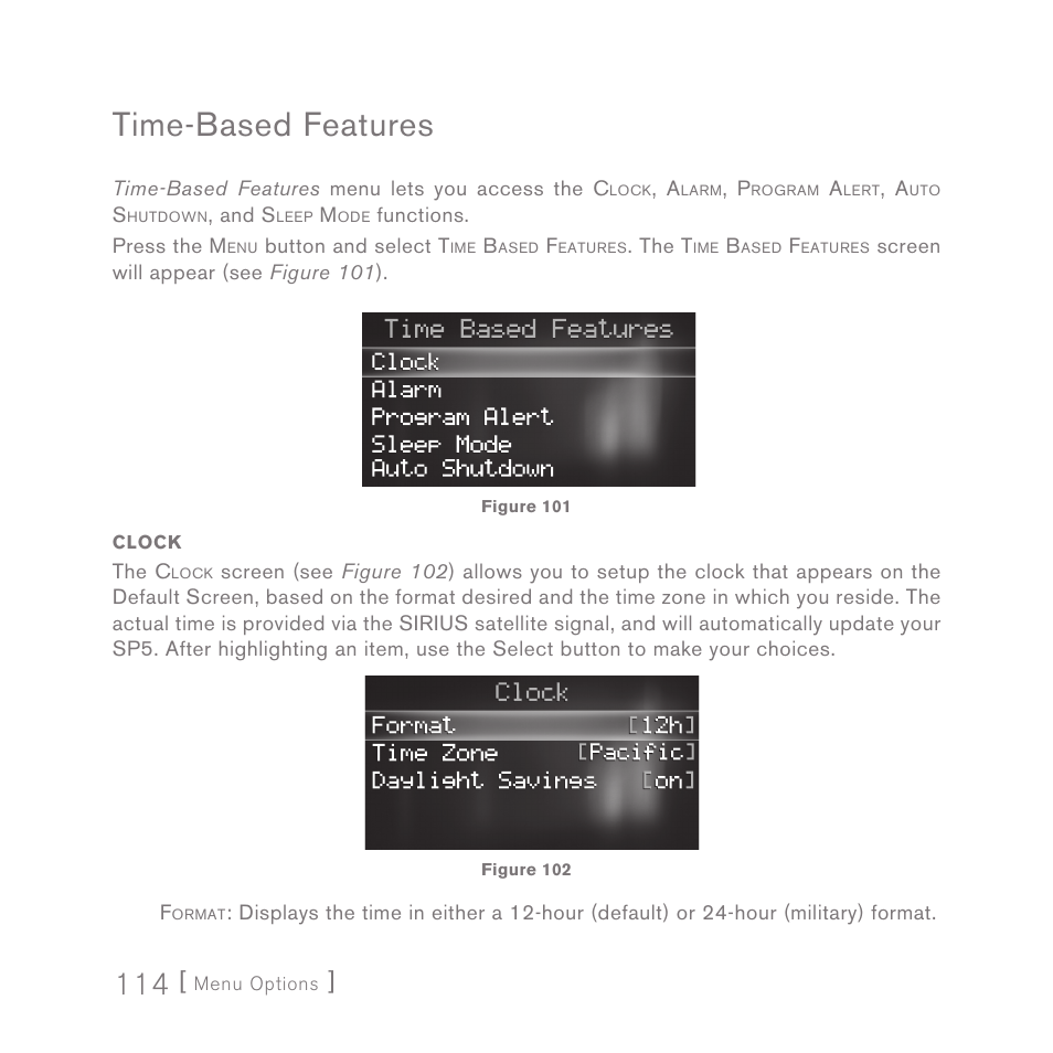 Time-based features | Sirius Satellite Radio SPORTSTER 5 User Manual | Page 114 / 124