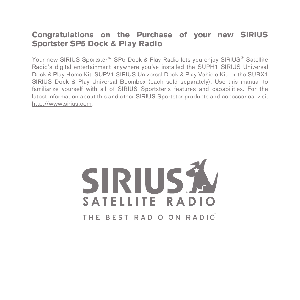 Sirius Satellite Radio SPORTSTER 5 User Manual | Page 3 / 124