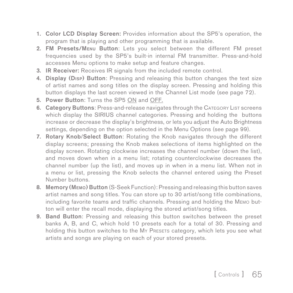 Sirius Satellite Radio SPORTSTER 5 User Manual | Page 65 / 124