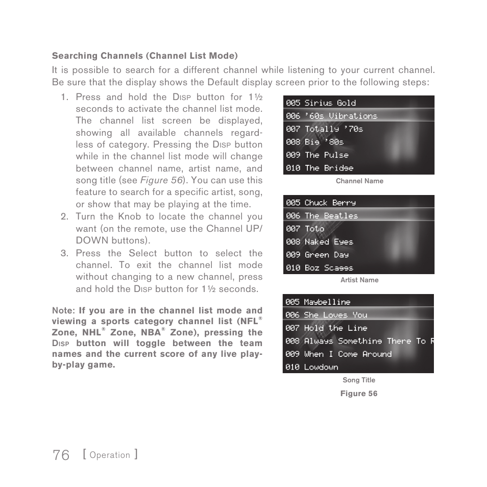 Sirius Satellite Radio SPORTSTER 5 User Manual | Page 76 / 124