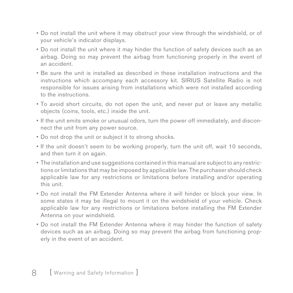 Sirius Satellite Radio SPORTSTER 5 User Manual | Page 8 / 124