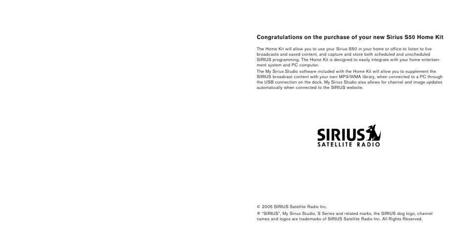 Sirius Satellite Radio SIRIUS S50 User Manual | Page 2 / 13