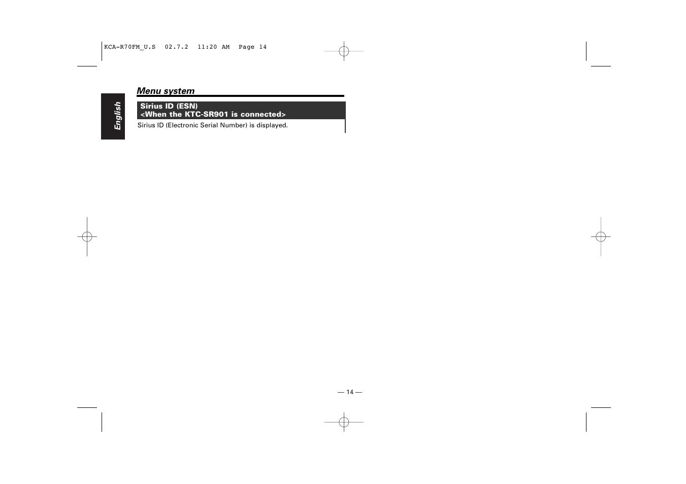 Sirius Satellite Radio KCA-R70FM User Manual | Page 14 / 25