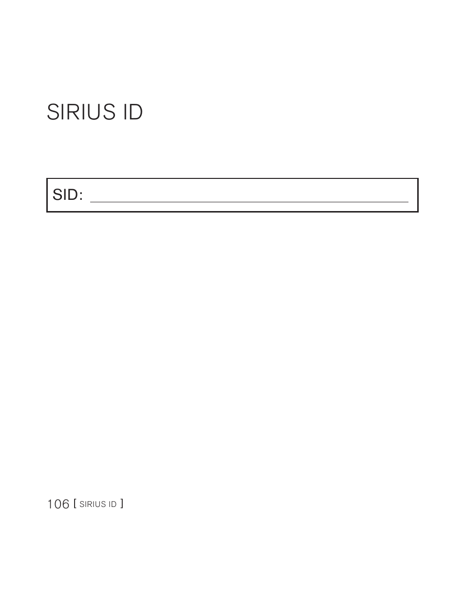 Sirius id | Sirius Satellite Radio S50 User Manual | Page 106 / 170