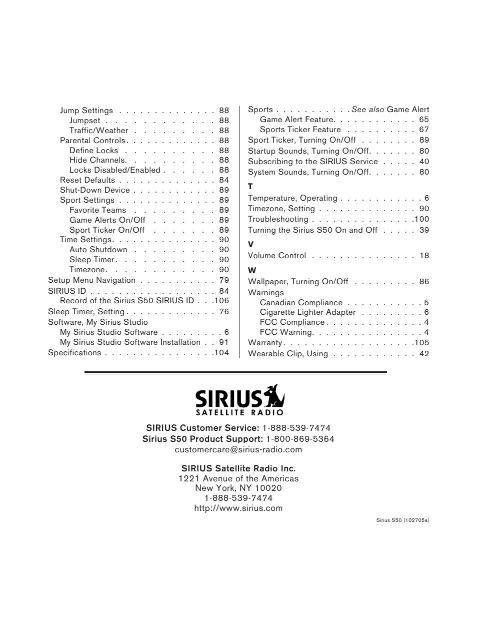 Sirius Satellite Radio S50 User Manual | Page 110 / 170