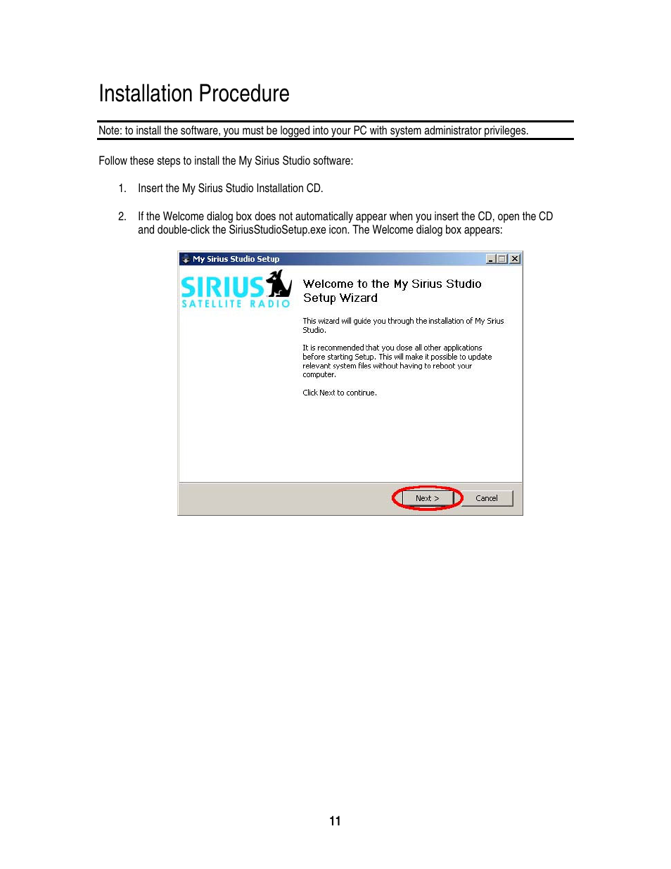 Installation, Installation procedure | Sirius Satellite Radio S50 User Manual | Page 148 / 170