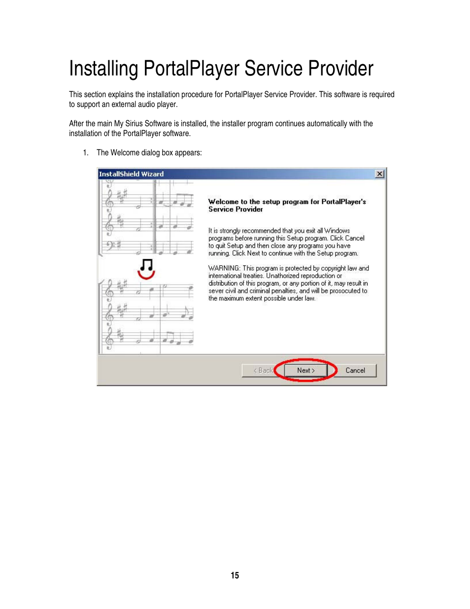 Installing portalplayer service provider | Sirius Satellite Radio S50 User Manual | Page 152 / 170