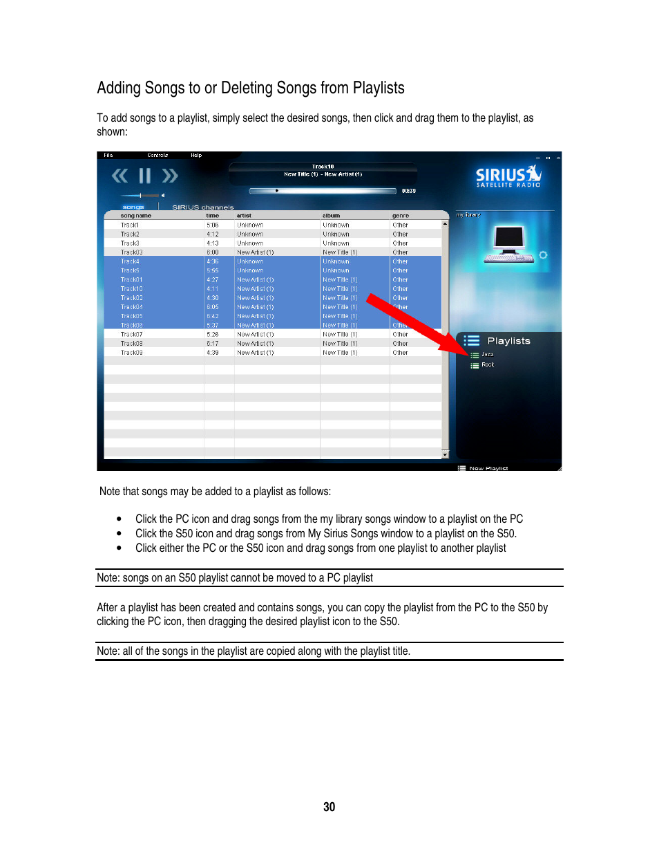 Adding songs to or deleting songs from playlists | Sirius Satellite Radio S50 User Manual | Page 167 / 170