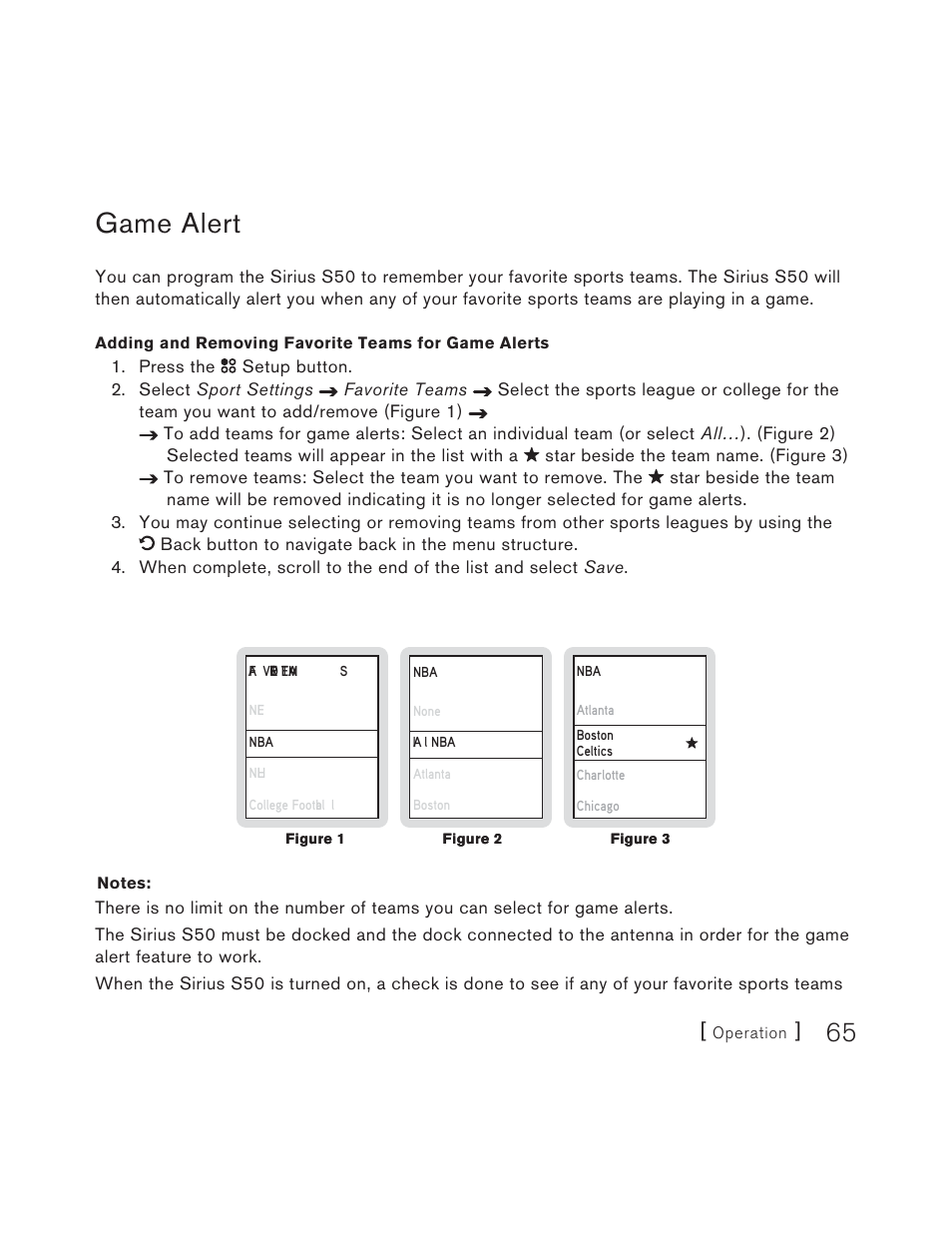 Game alert | Sirius Satellite Radio S50 User Manual | Page 65 / 170