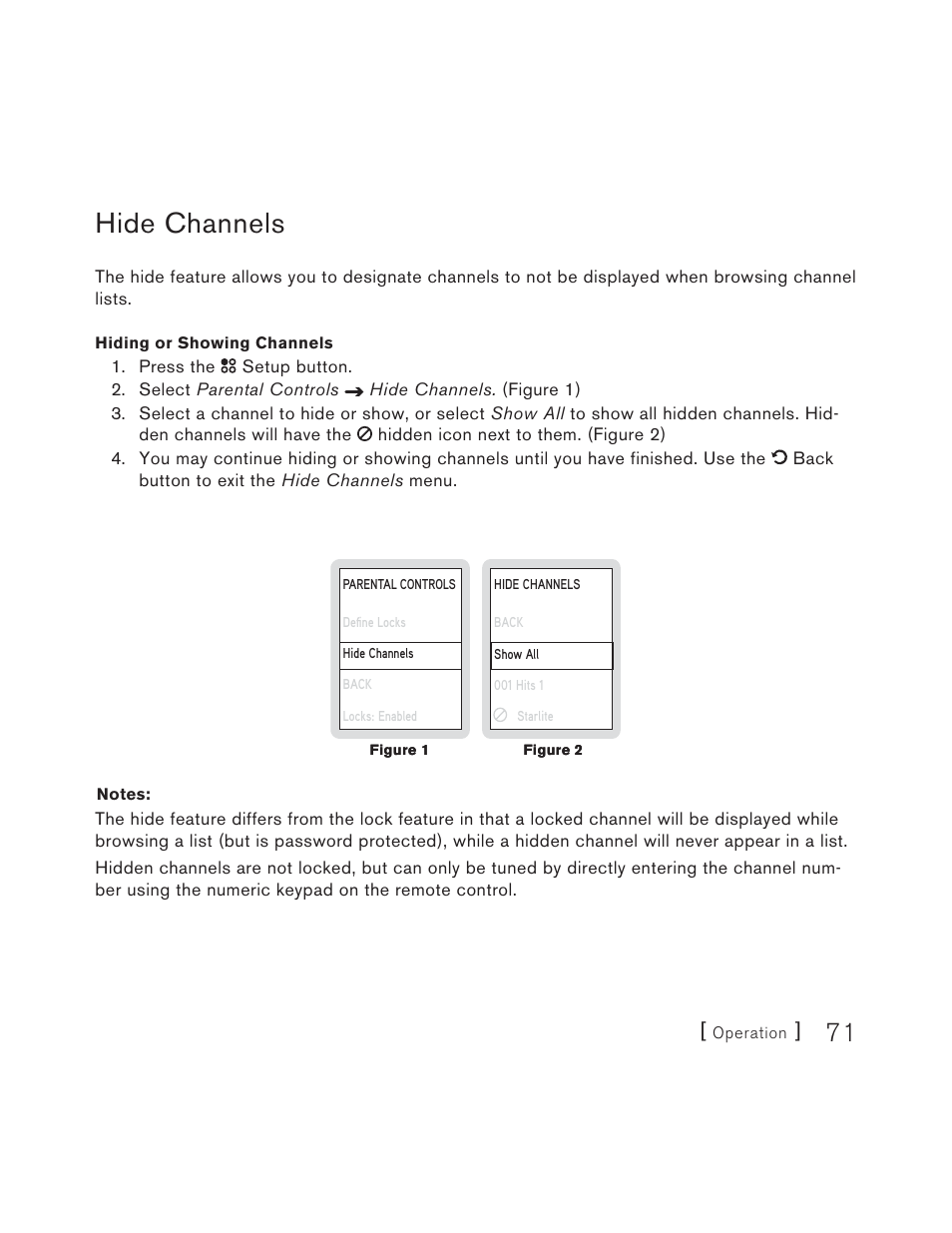 Hide channels | Sirius Satellite Radio S50 User Manual | Page 71 / 170