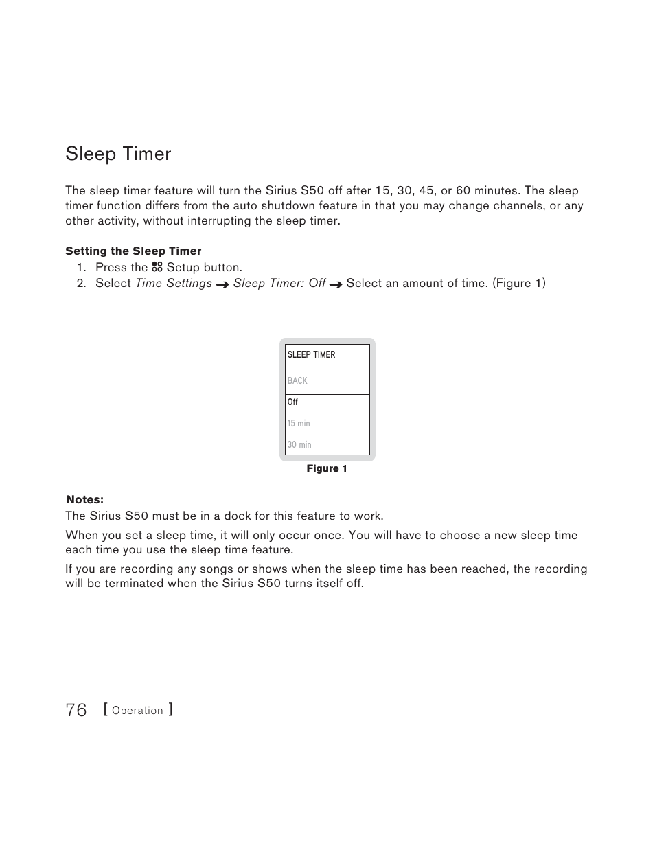 Sleep timer | Sirius Satellite Radio S50 User Manual | Page 76 / 170
