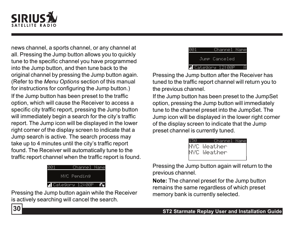 Game alert, Instant replay | Sirius Satellite Radio ST2 User Manual | Page 30 / 60